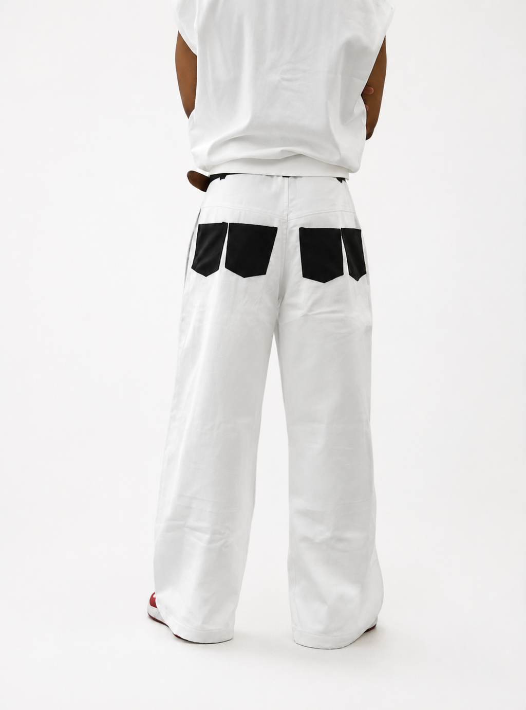 COLOUR BLOCK WIDE CROPPED DENIM JEAN