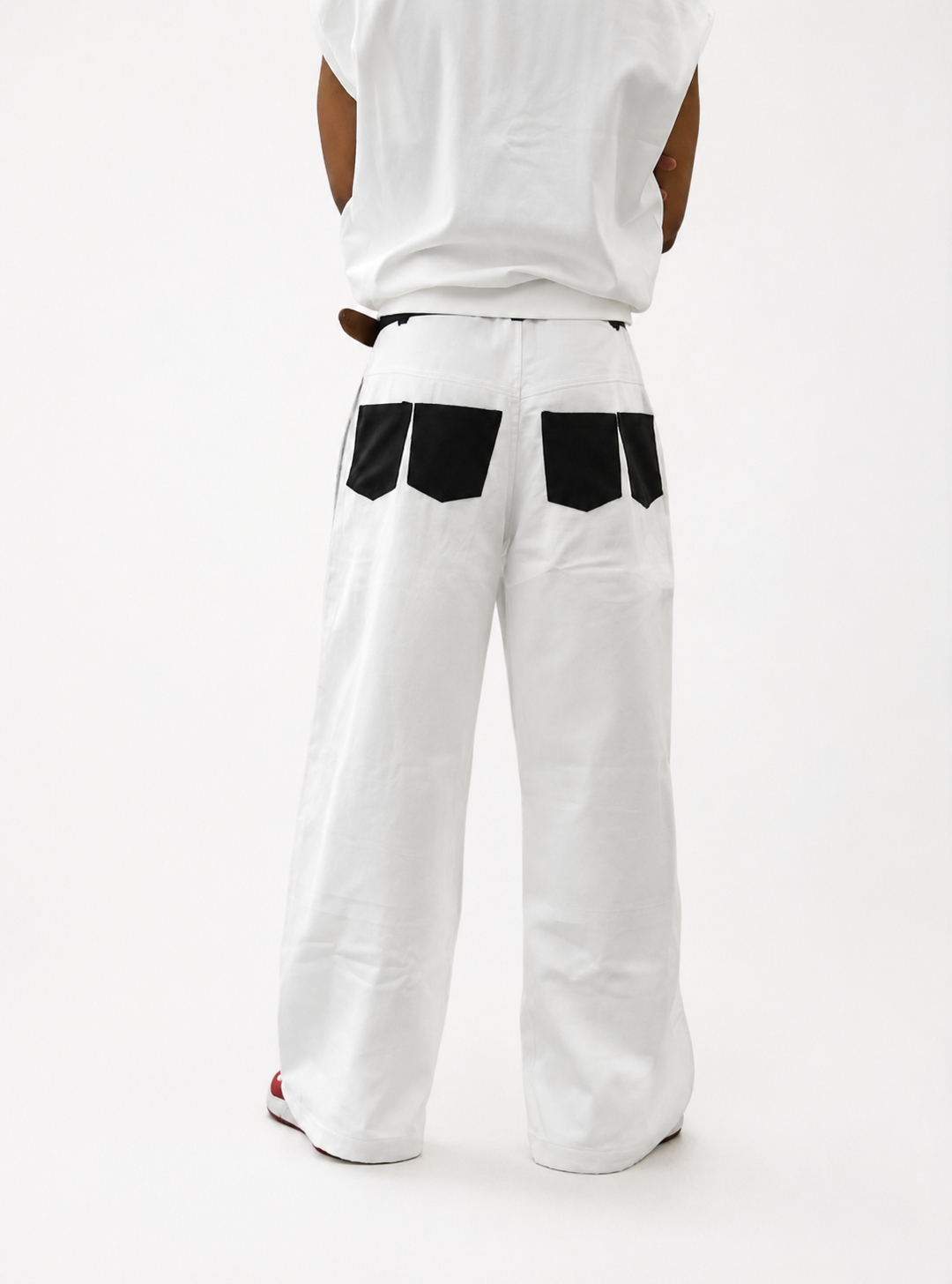 COLOUR BLOCK WIDE CROPPED DENIM JEAN