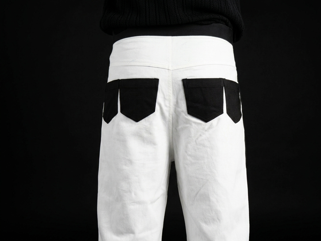 COLOUR BLOCK WIDE CROPPED DENIM JEAN