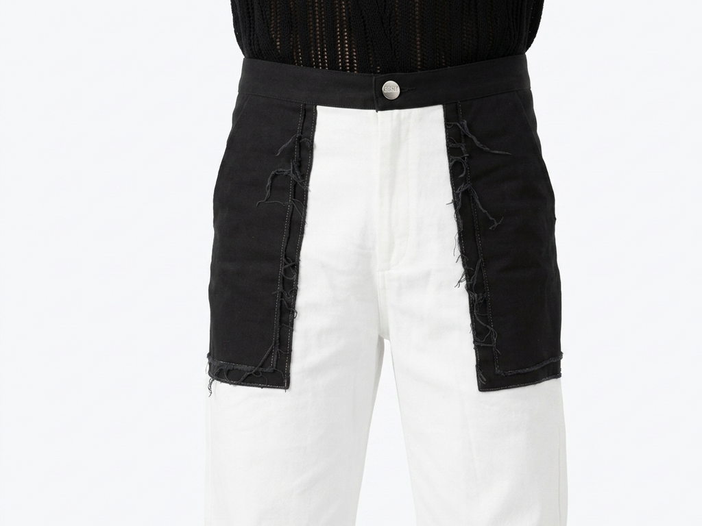 COLOUR BLOCK WIDE CROPPED DENIM JEAN
