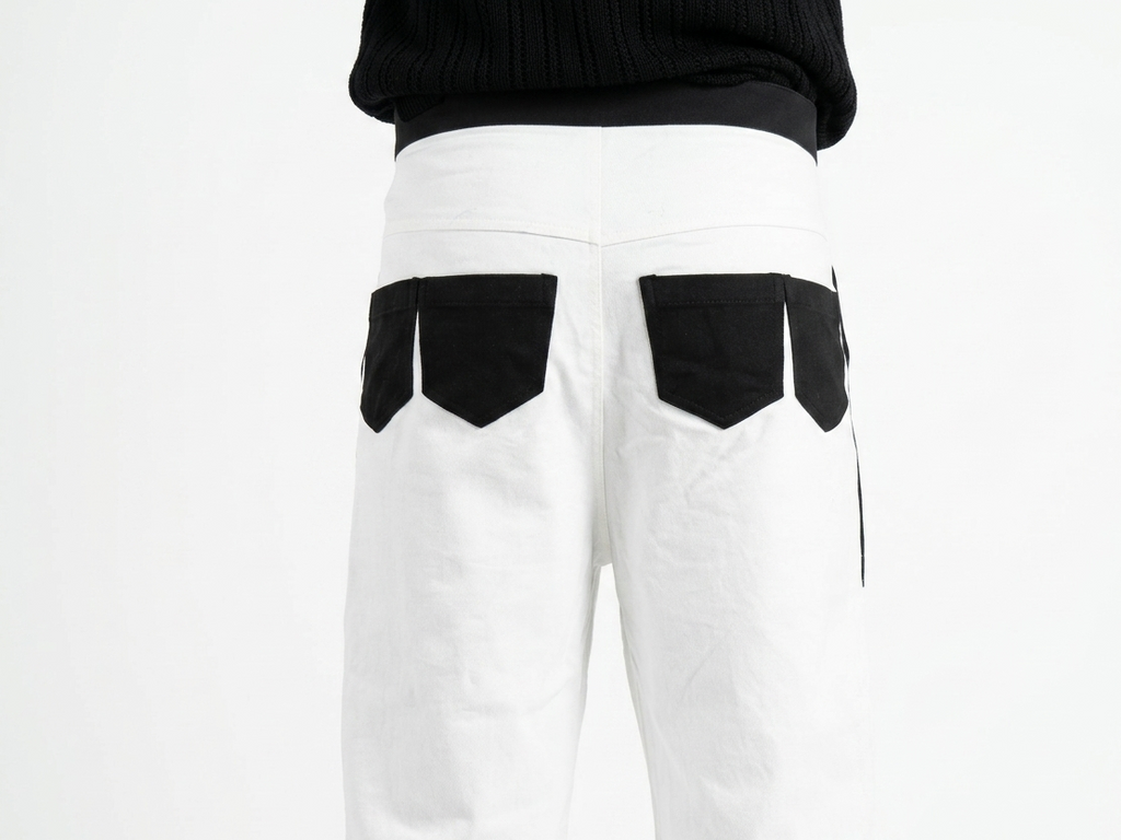 COLOUR BLOCK WIDE CROPPED DENIM JEAN