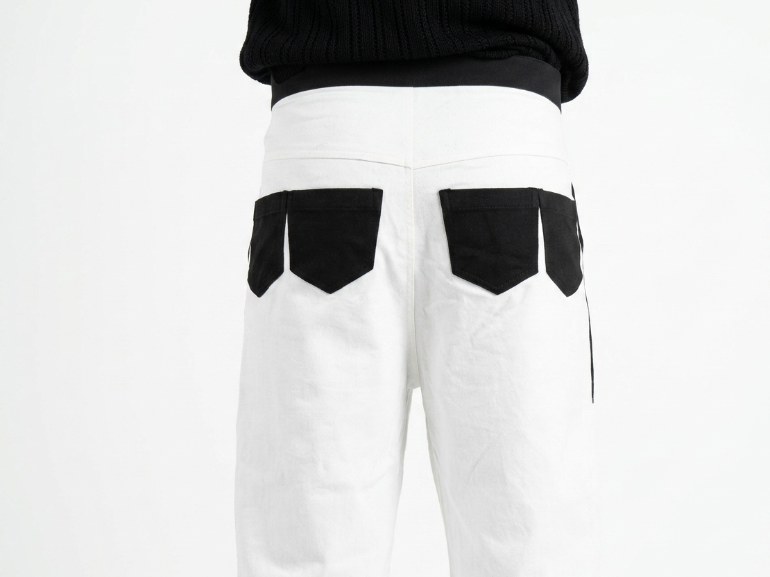 COLOUR BLOCK WIDE CROPPED DENIM JEAN