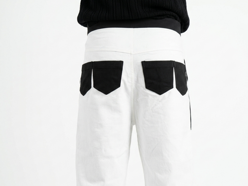 COLOUR BLOCK WIDE CROPPED DENIM JEAN