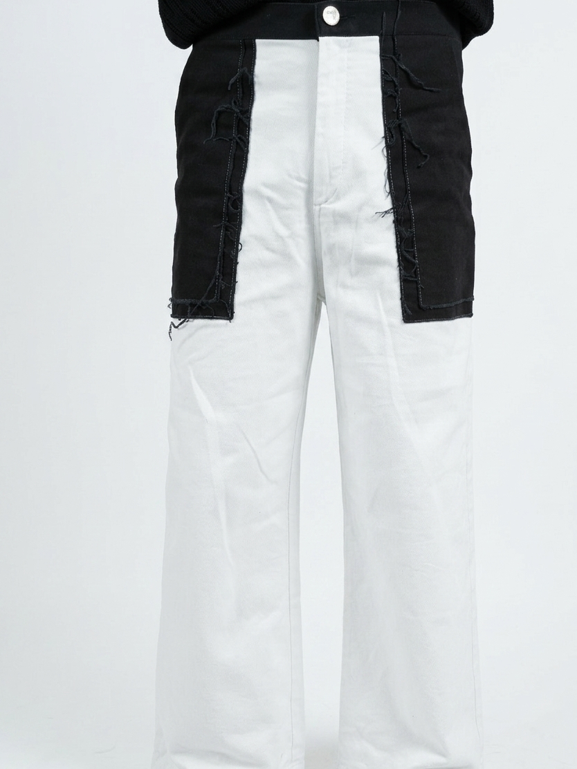 COLOUR BLOCK WIDE CROPPED DENIM JEAN