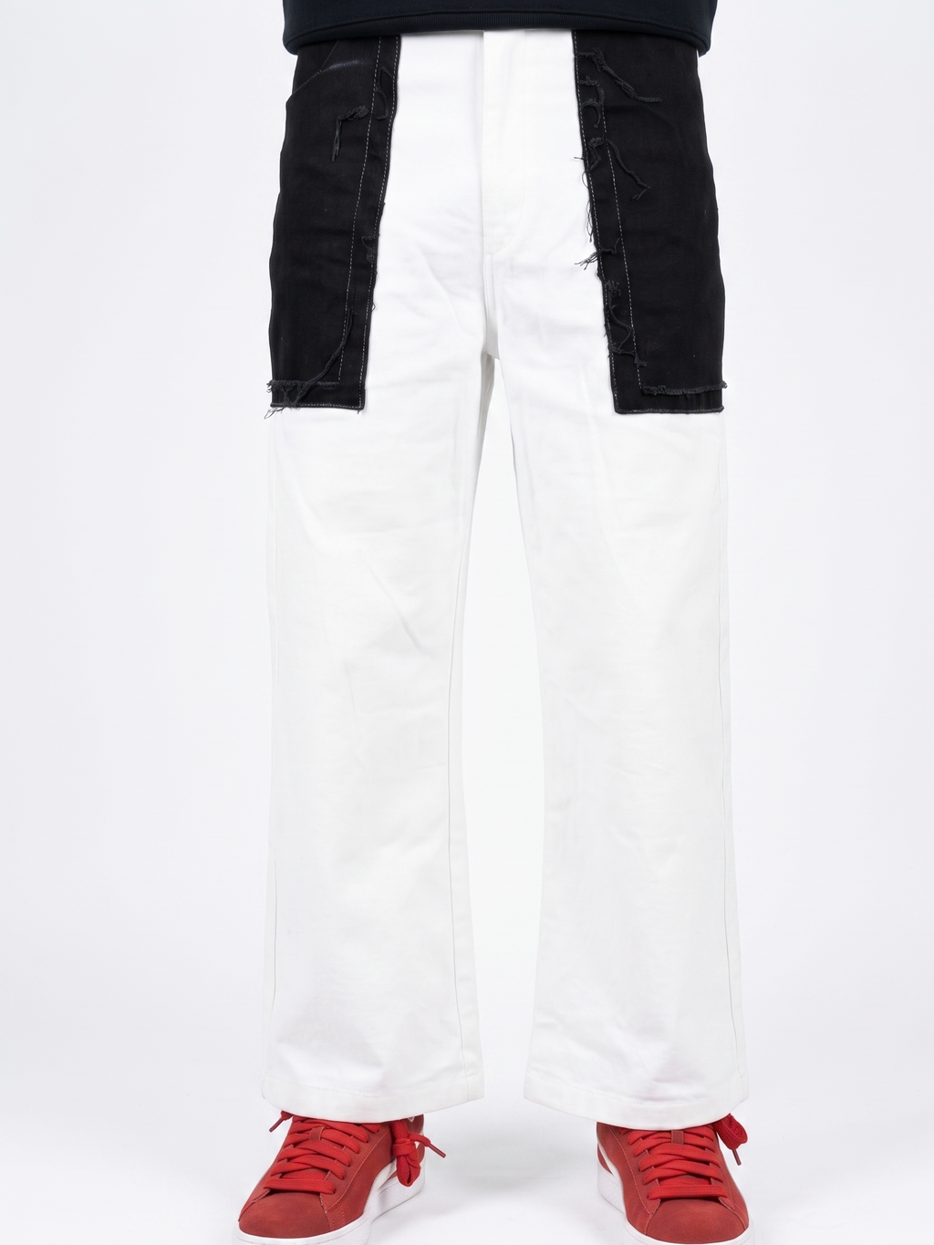 COLOUR BLOCK WIDE CROPPED DENIM JEAN
