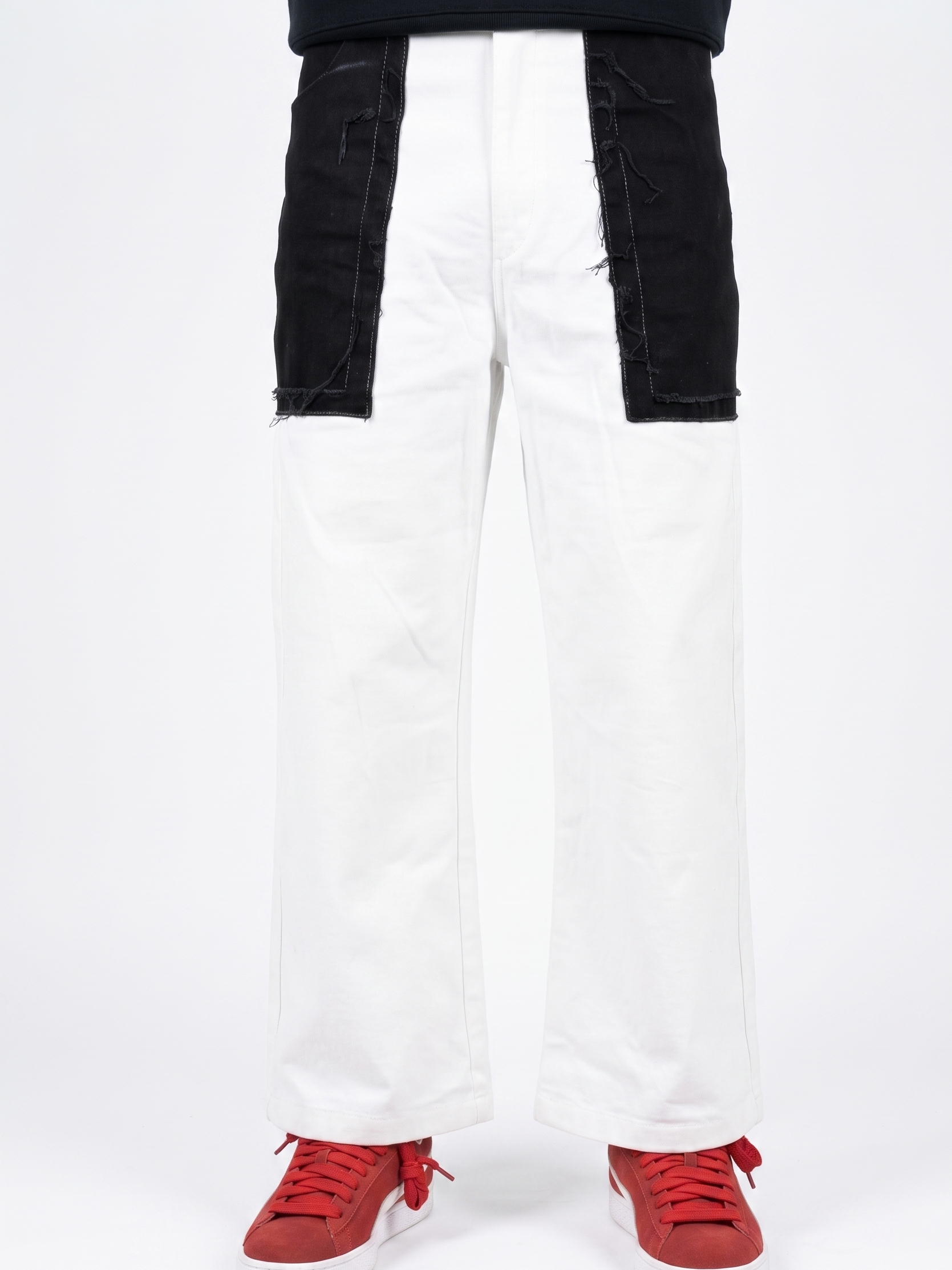 COLOUR BLOCK WIDE CROPPED DENIM JEAN