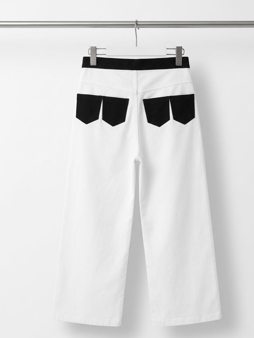 COLOUR BLOCK WIDE CROPPED DENIM JEAN